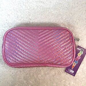 iScream Pink Chevron Metallic Cosmetic Bag